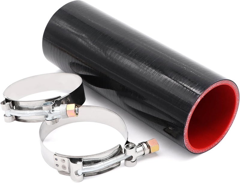Fuzbaxy 2.5" ID Straight Silicone Hose Coupler, High Temp 4-Ply Reinforced with 2pcs Stainless Steel T-Bolt Clamp - Image 1